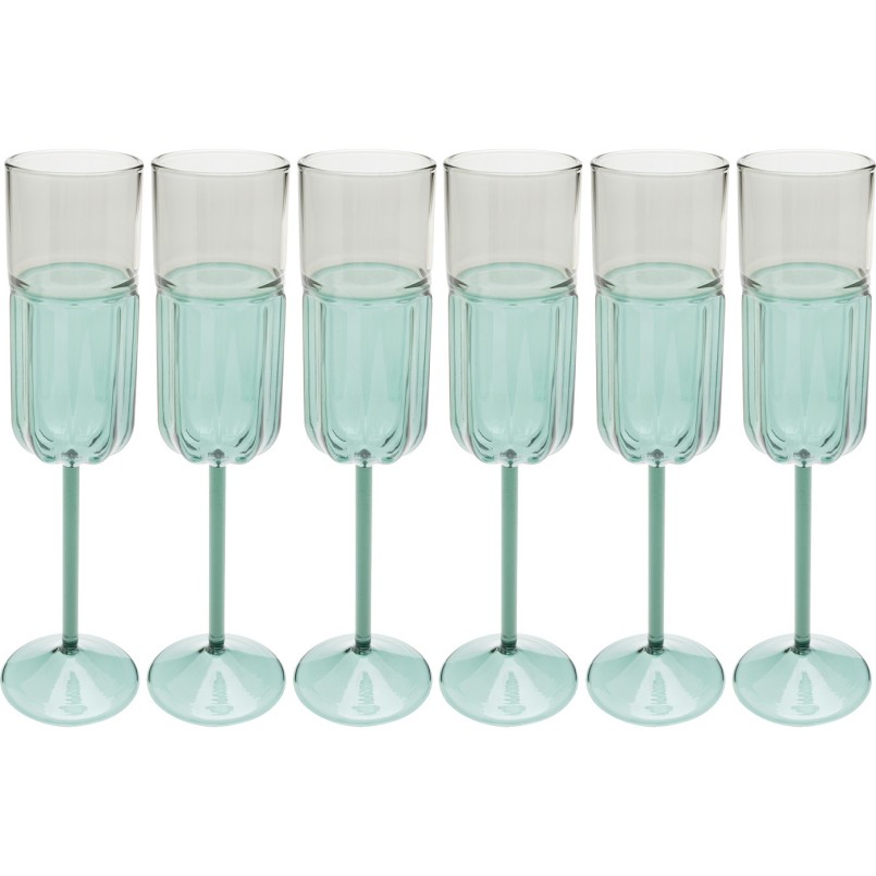 Flûtes à champagne bleu-vert - Duetto - Kare design