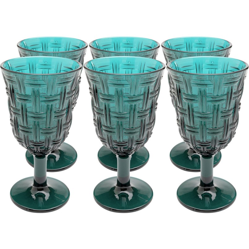 Verres à vin bleus effet tressé - Tissue - Kare Design