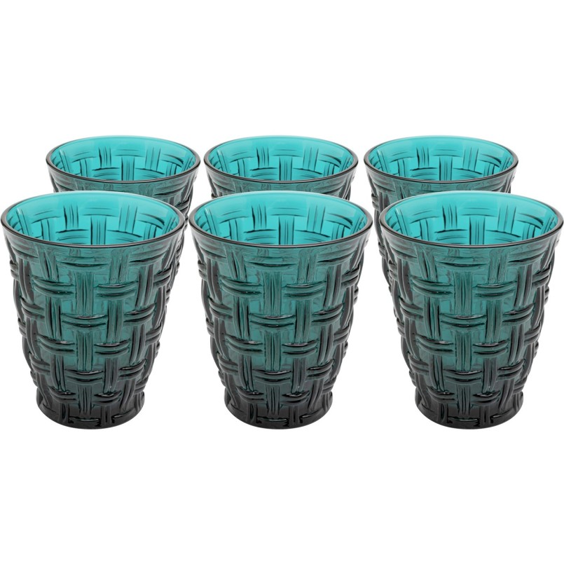 Verres à eau bleus effet tressé - Tissue - Kare Design