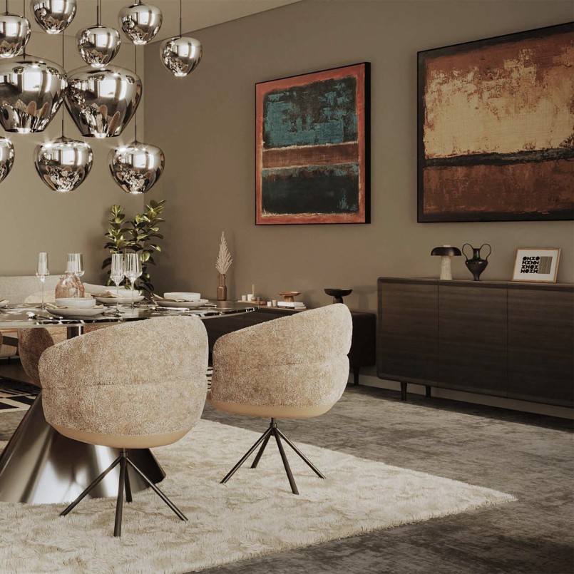 Chaise avec accoudoirs pivotante taupe - Tasty - Kare Design