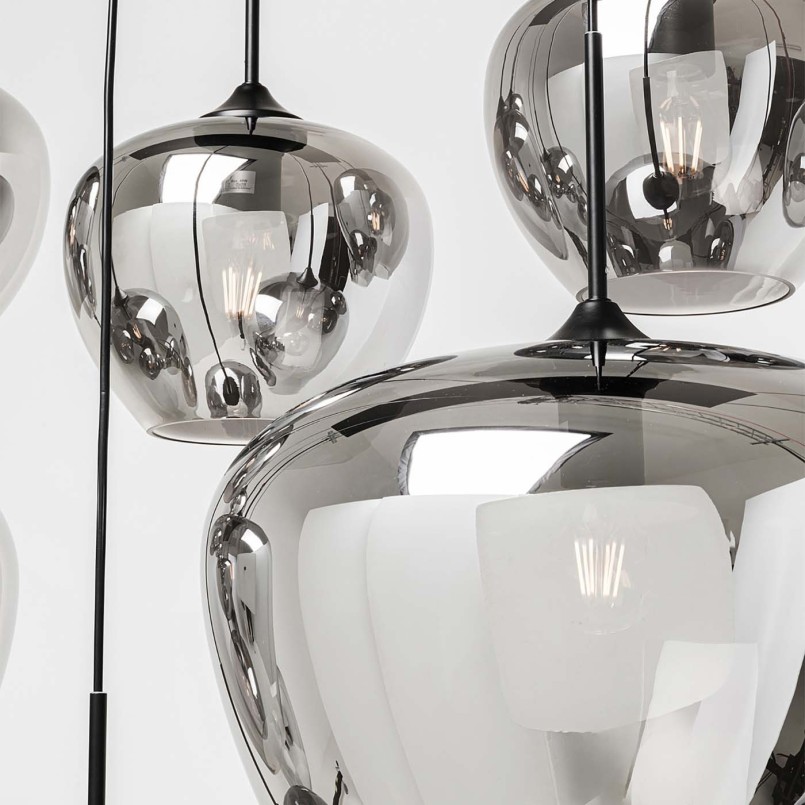 Suspension en verre fumé et acier noir - Sphere - Kare Design