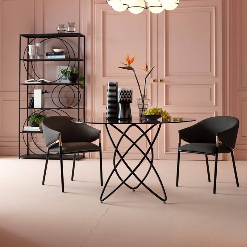 Table en verre fumé et acier noir - Molekular - Kare Design