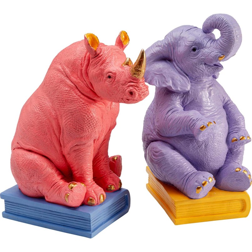 Bookend elephant and rhinoceros (2/Set) Kare Design