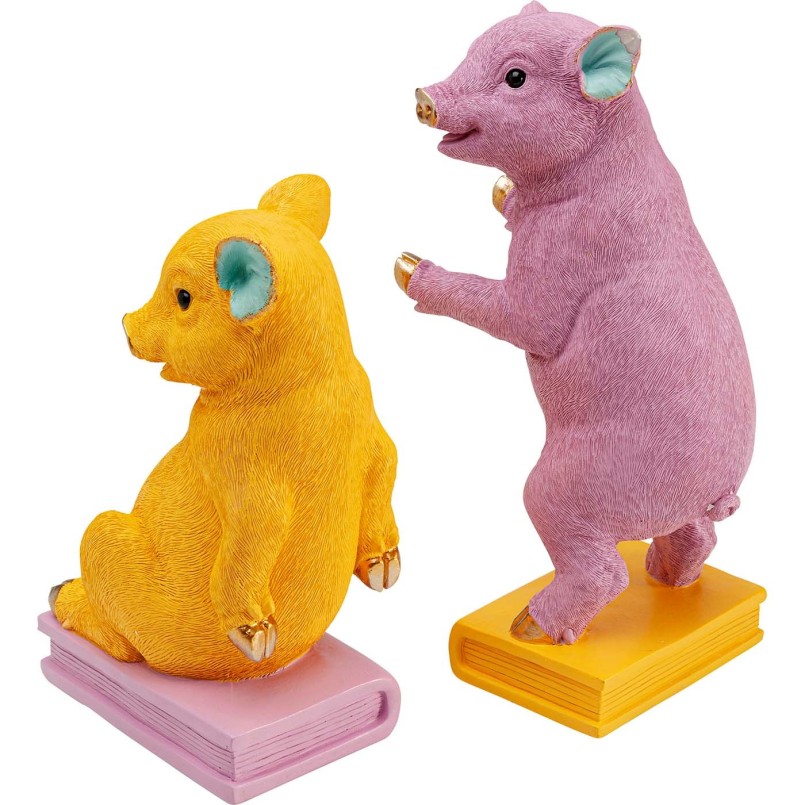 Serre-livres cochons jaunes et violets - Kare Design