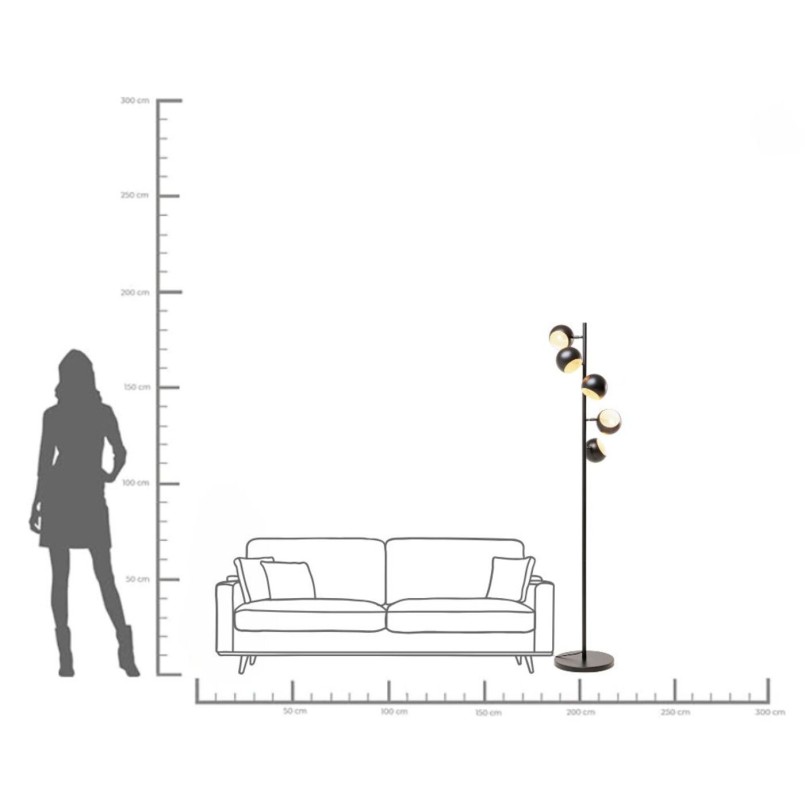 Lampadaire Calotta noir 5 180cm