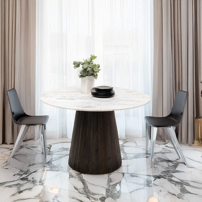 Table en marbre blanc et manguier - Glenn - Kare Design