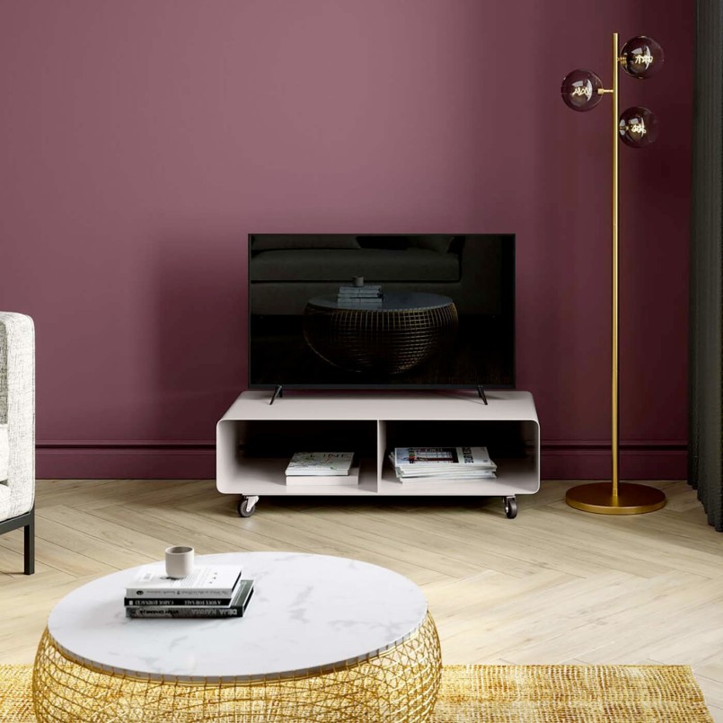 Meuble TV à roulettes en acier crème - Lounge - Kare Design