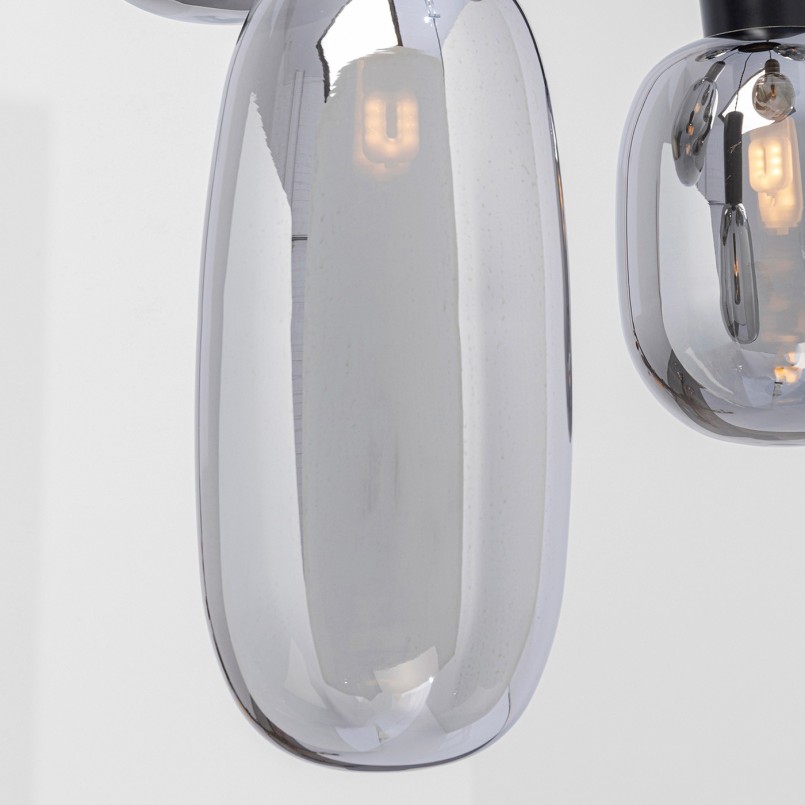 Suspension lamp in silver glass and black steel - Romeo - Kare Design