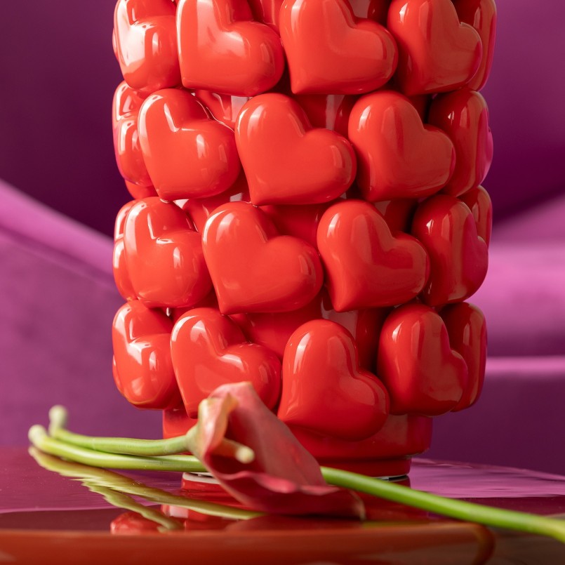 Porcelain red hearts vase - Kare Design