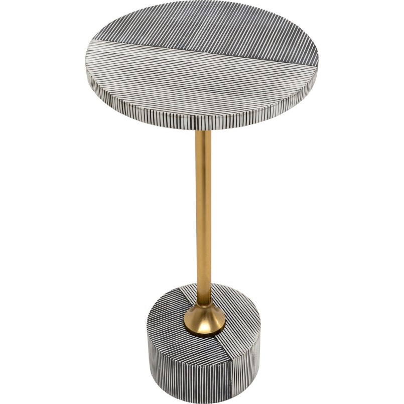 Table d'appoint ronde noire, blanche et dorée - Domero - Kare Design