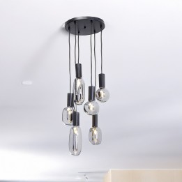 Suspension lamp in silver glass and black steel - Romeo - Kare Design