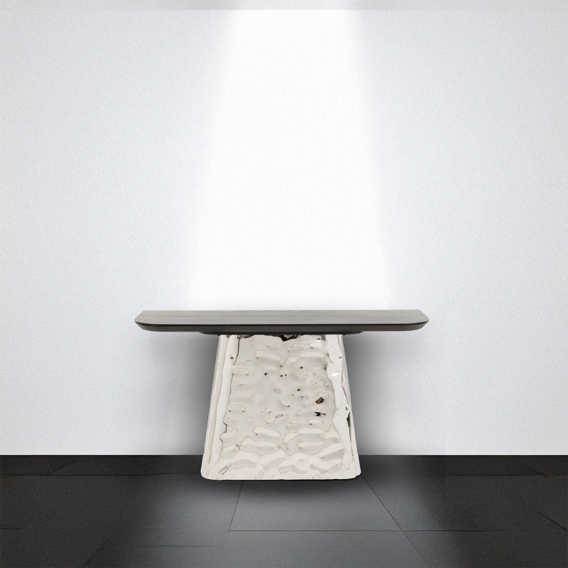Console texturée chromée et noire - Caldera - Kare Design