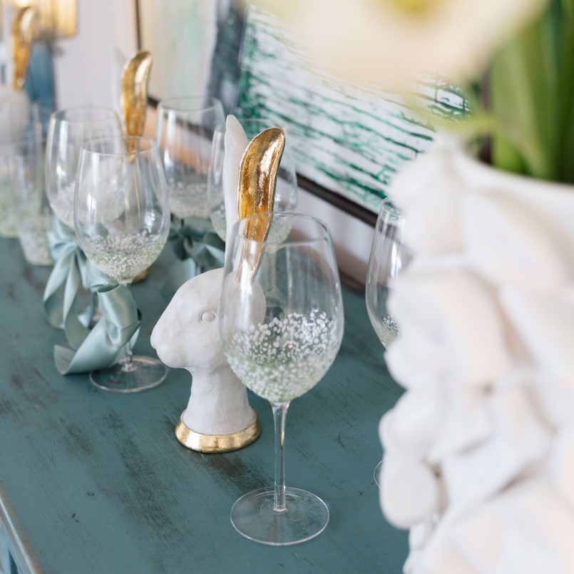 Déco tête de lapin blanche et doré - Kare Design