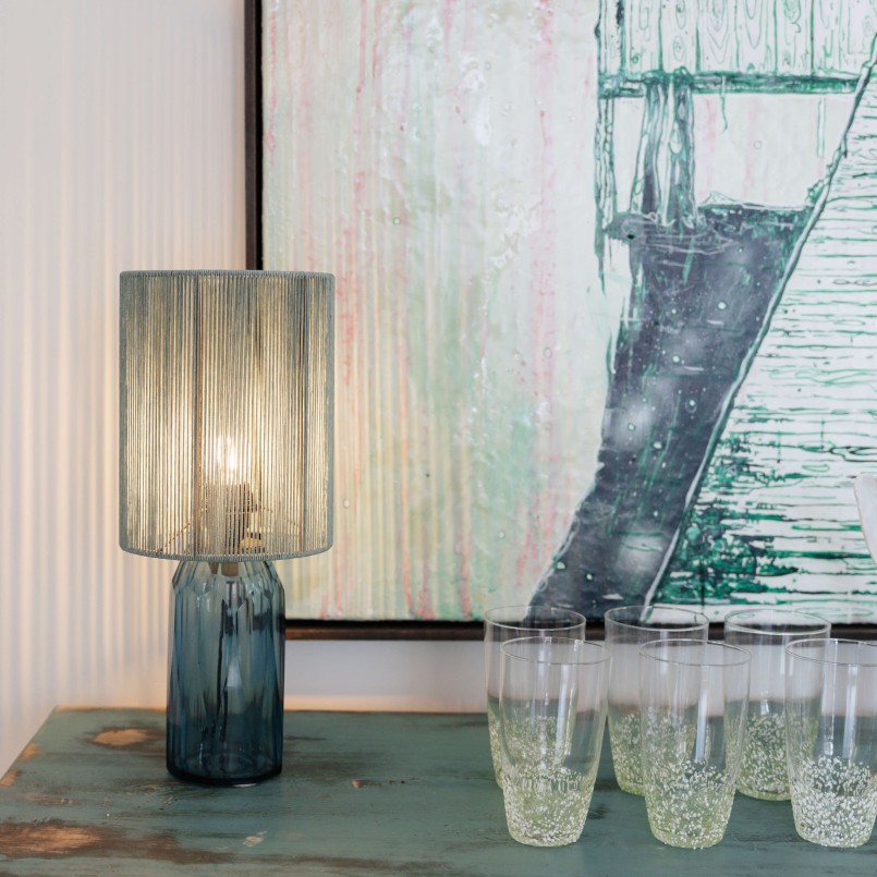 Blue lamp in glass and fabric threads - Veccio - Kare Design