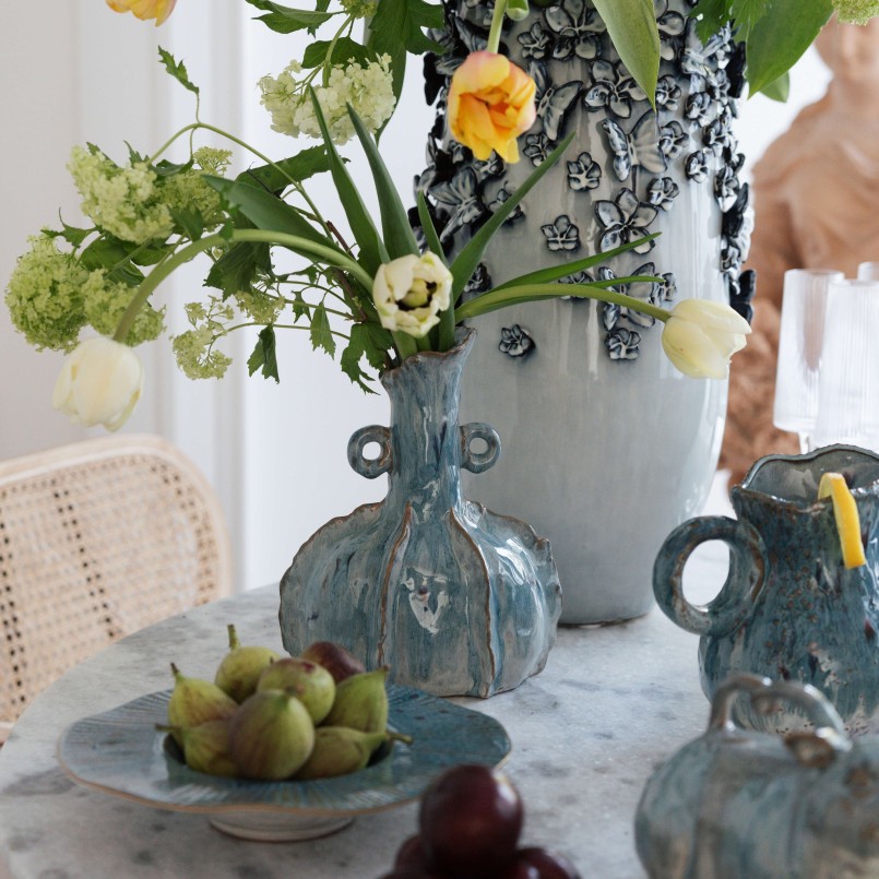 Table ronde en manguier massif et marbre - Grace - Kare Design