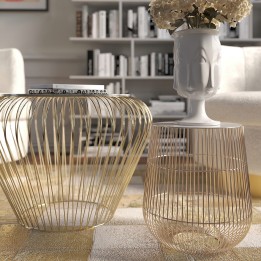 Table d'appoint dorée en marbre - Beam - Kare Design