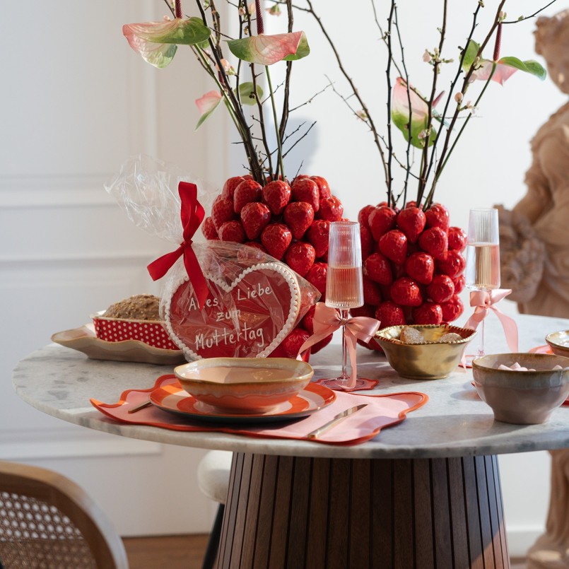 Table ronde en manguier massif et marbre - Grace - Kare Design