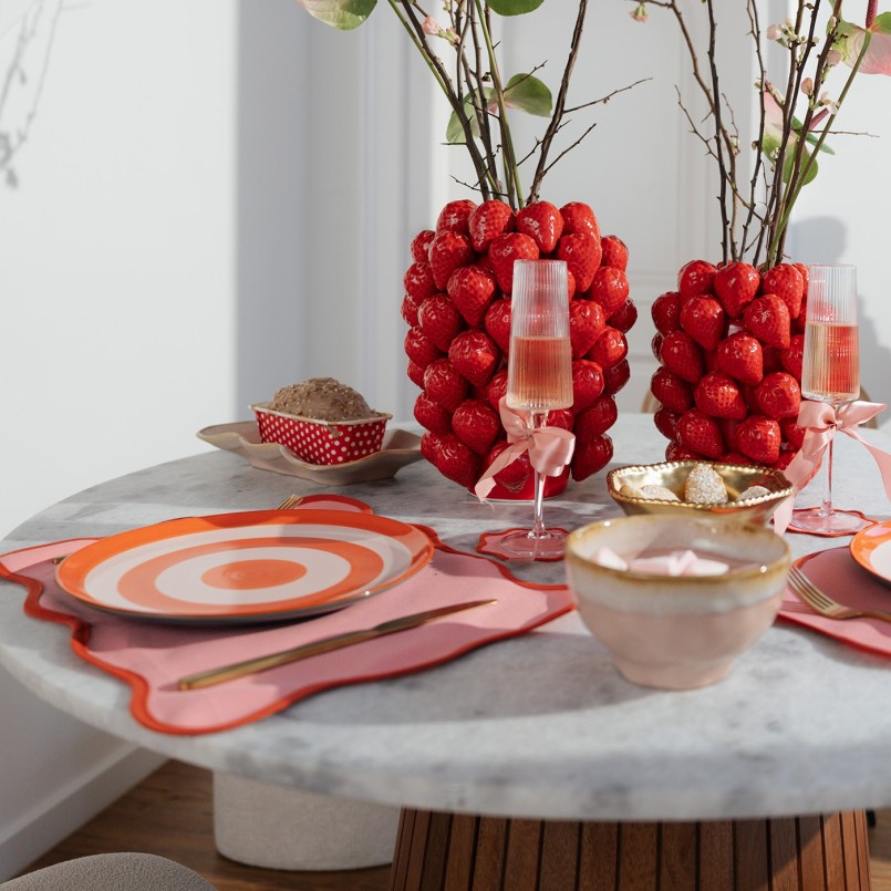 Table ronde en manguier massif et marbre - Grace - Kare Design