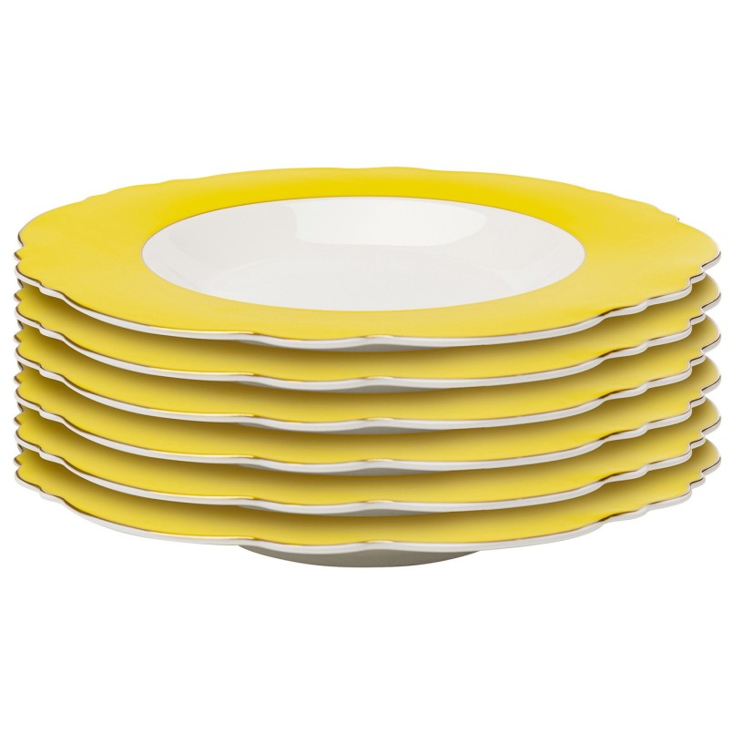 Assiettes creuses jaunes et blanches - Harlequin - Kare Design