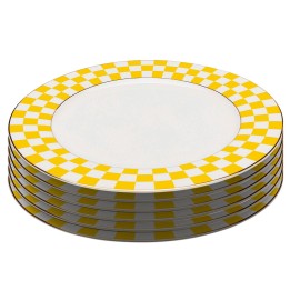 Assiettes en porcelaine jaune et blanche - Harlequin - Kare Design