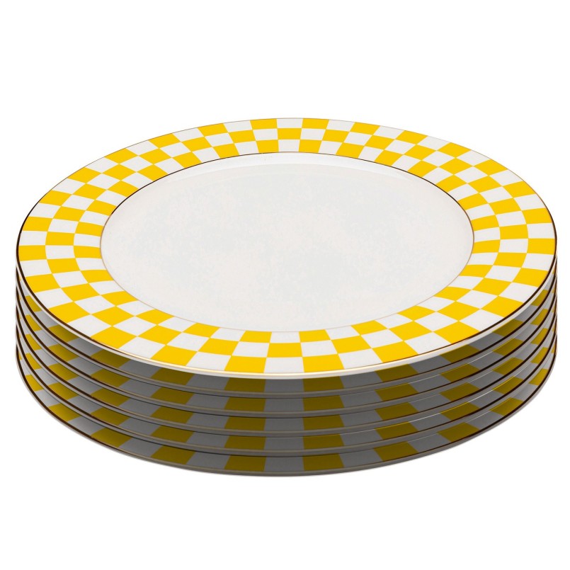 Assiettes en porcelaine jaune et blanche - Harlequin - Kare Design