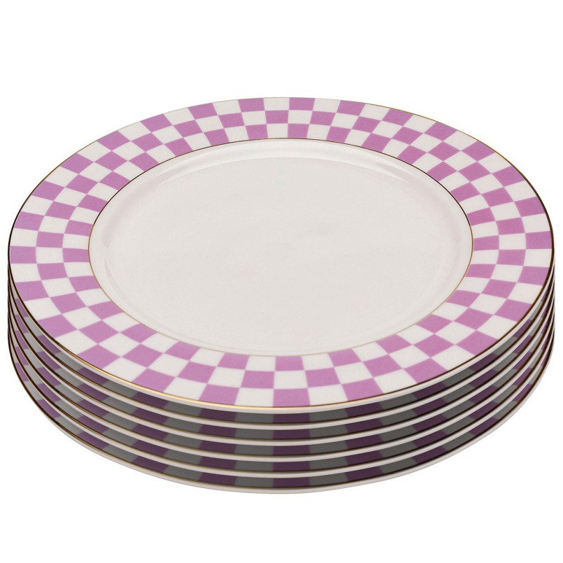 Assiettes rétro violettes et blanches - Harlequin - Kare Design
