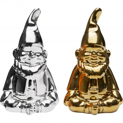 Salt and pepper shakers gnome gold and silver Kare Design