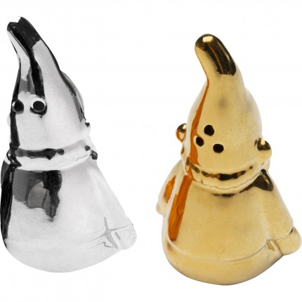 Salt and pepper shakers gnome gold and silver Kare Design