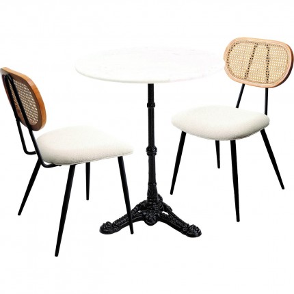 Ensemble table et 2 chaises blanches Bistrot Rosali Kare Design