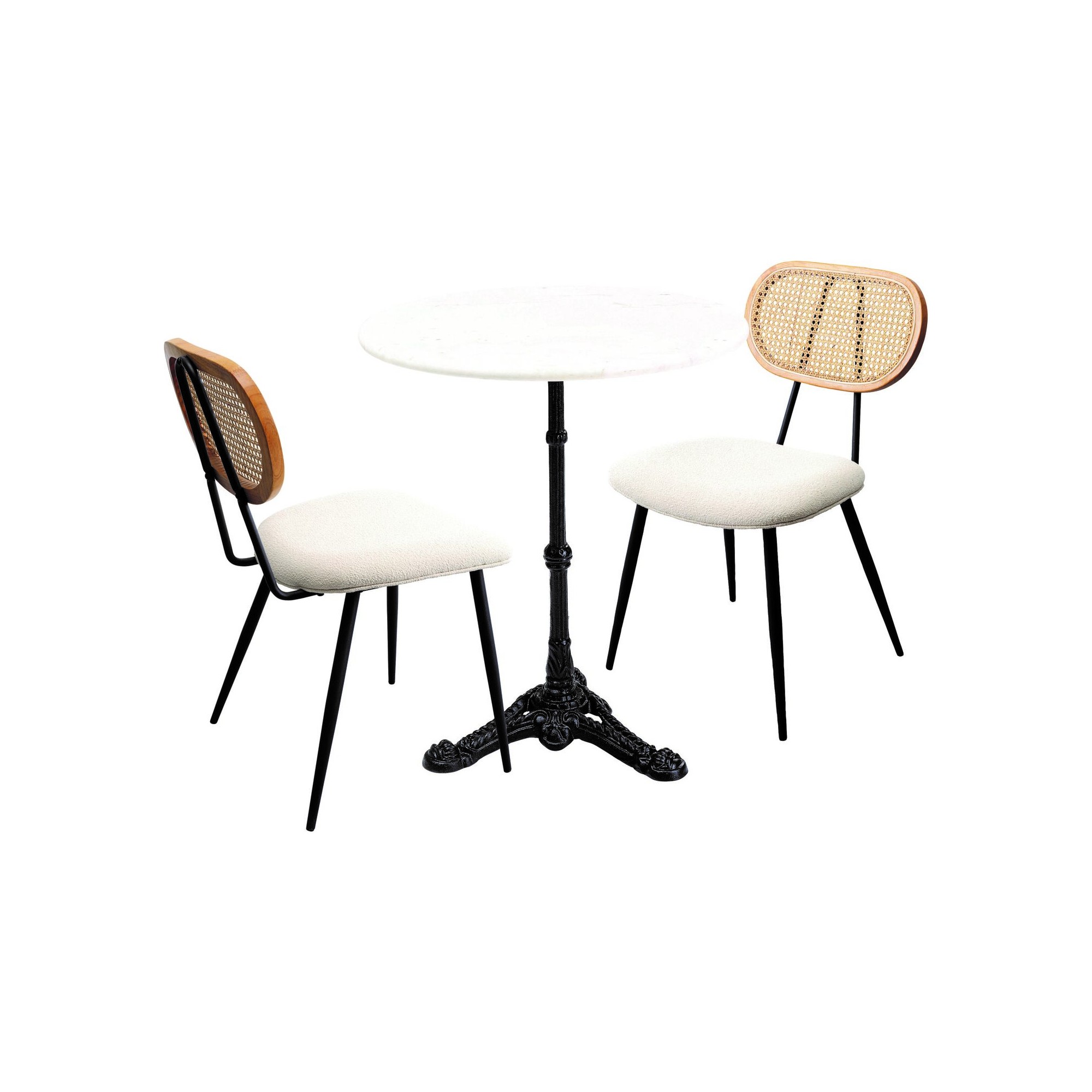 Ensemble table/chaises Bistro Rosalie crème (3/par