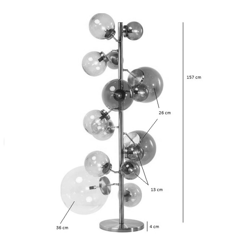 Golden floor lamp with smoked glass globes - Balloon - Kare Design
