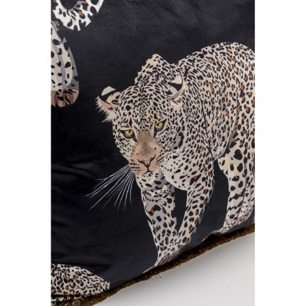 Coussin à franges léopard noir Kare Design