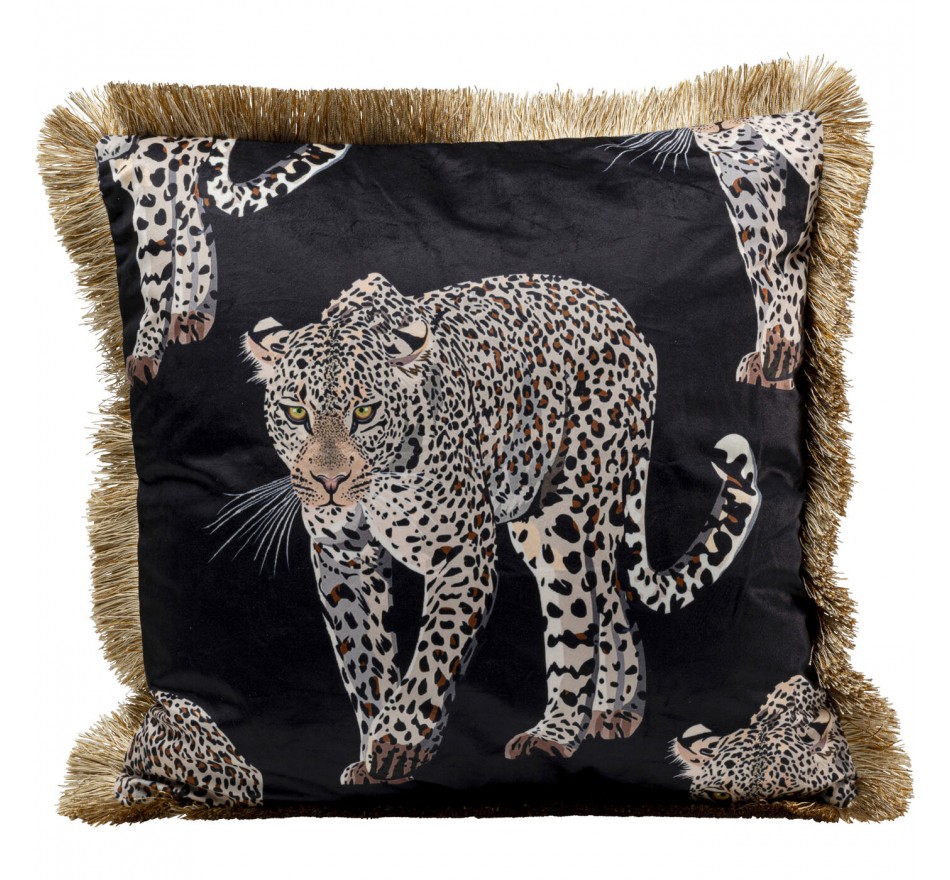 Coussin à franges noir léopard Kare Design Coussin à franges noir léopard Kare Design