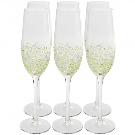 Flûtes à champagne Confetti verts set de 6 Kare Design