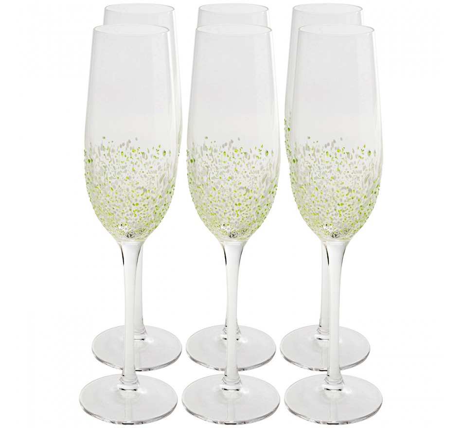 Flûtes à champagne Confetti verts set de 6 Kare Design Flûtes à champagne Confetti verts set de 6 Kare Design