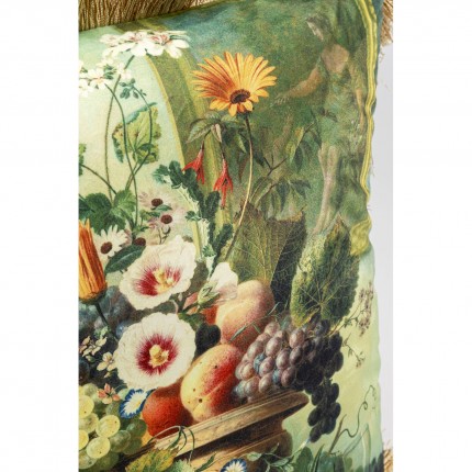 Coussin à franges bouquet romantique Kare Design