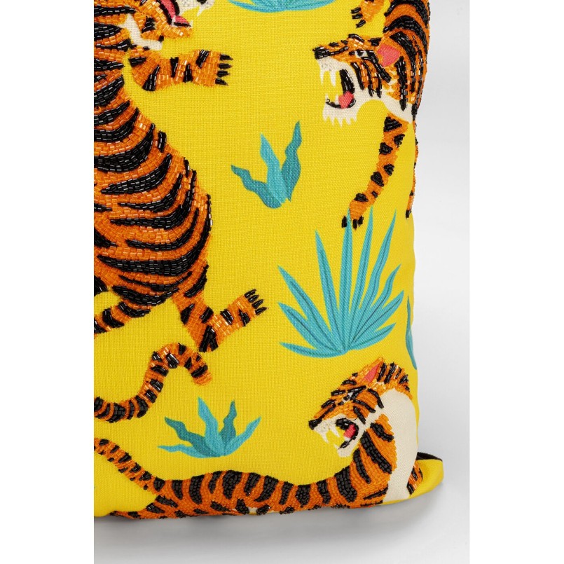 Coussin Tiger Love jaune 45x45cm