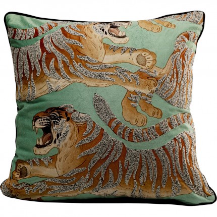 Coussin tigres vert Kare Design