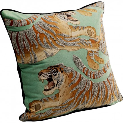 Coussin tigres vert Kare Design
