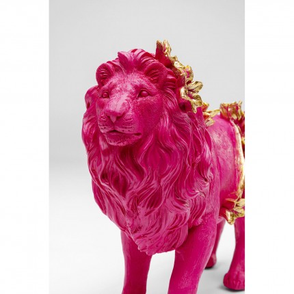 Déco lion rose fleurs 19cm Kare Design