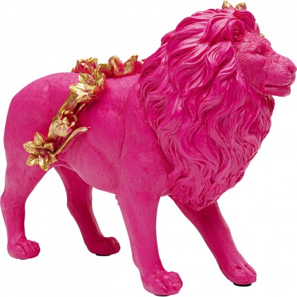 Déco lion rose fleurs 19cm Kare Design