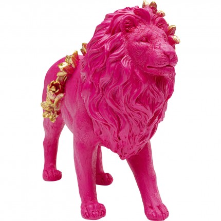 Déco lion rose fleurs 19cm Kare Design