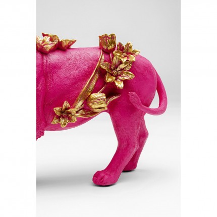 Déco lion rose fleurs 19cm Kare Design