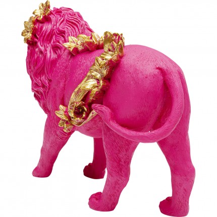Déco lion rose fleurs 19cm Kare Design