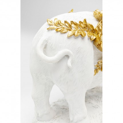 Déco cochon blanc fleurs 35cm Kare Design