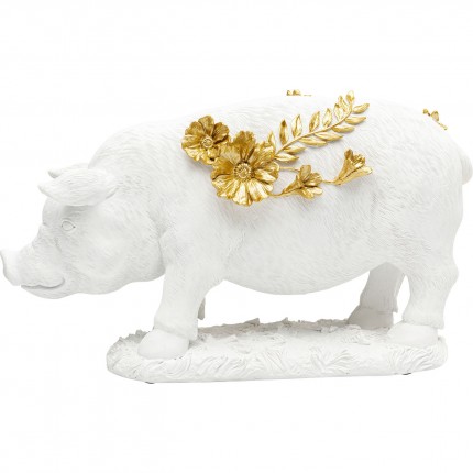 Deco white pig flowers 35cm Kare Design