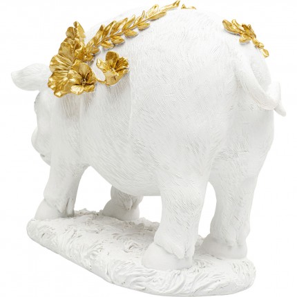 Déco cochon blanc fleurs 35cm Kare Design