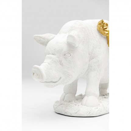 Déco cochon blanc fleurs 35cm Kare Design