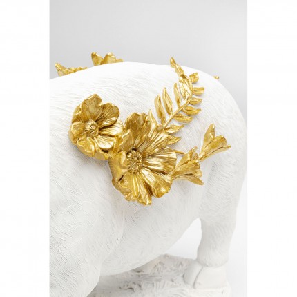 Déco cochon blanc fleurs 35cm Kare Design