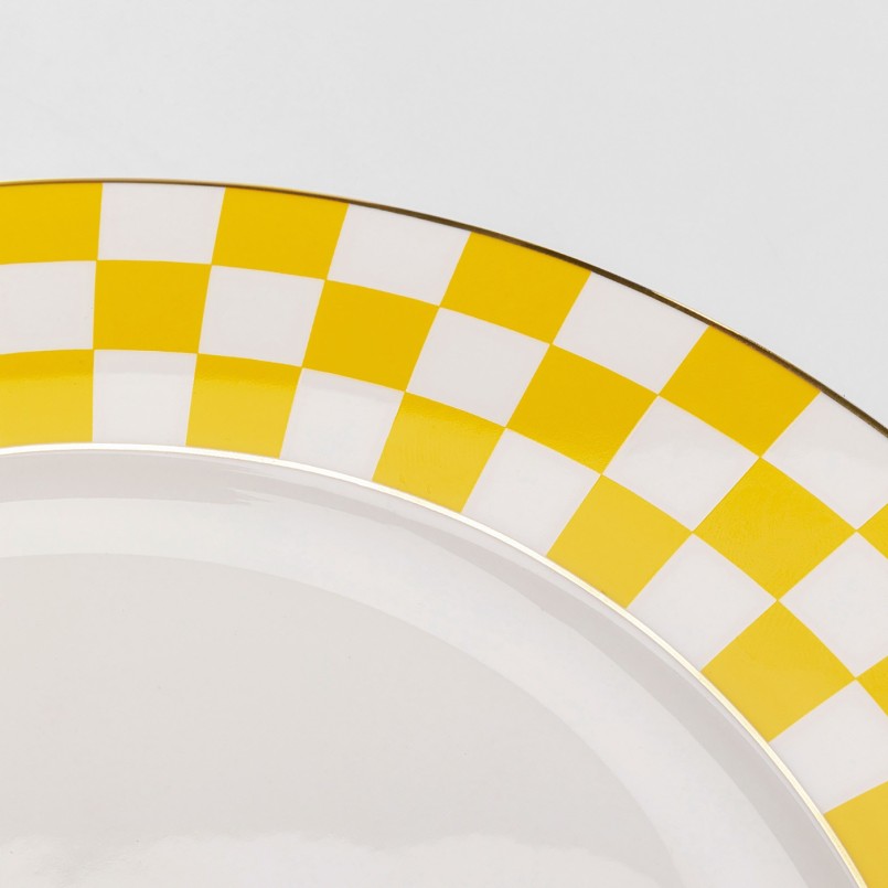 Assiettes en porcelaine jaune et blanche - Harlequin - Kare Design